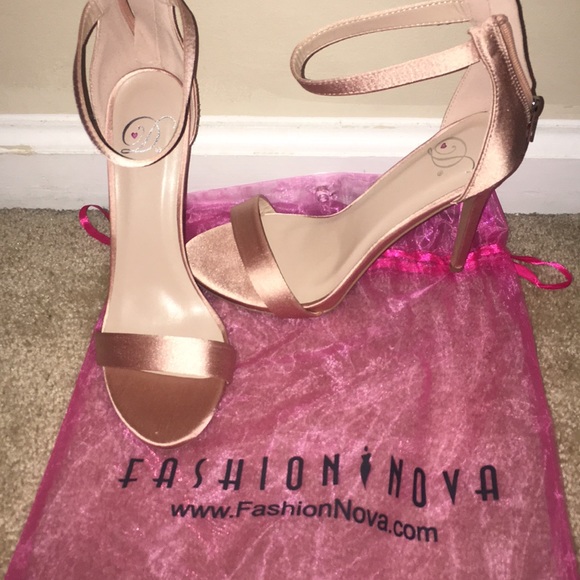 Fashion Nova Shoes - Rose Gold Two-Strap Heels
